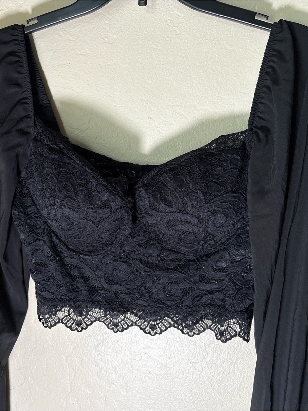 Black Lace Cropped Bustier Top